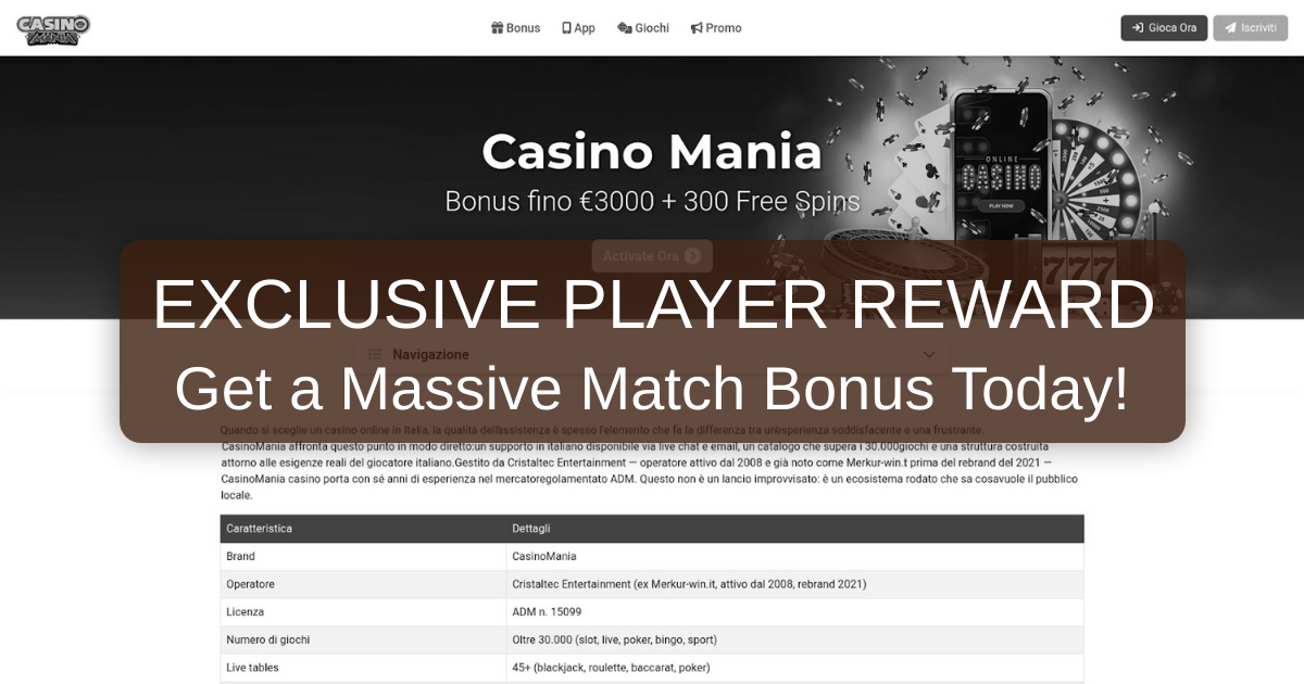 Mania Casino welcome bonus
